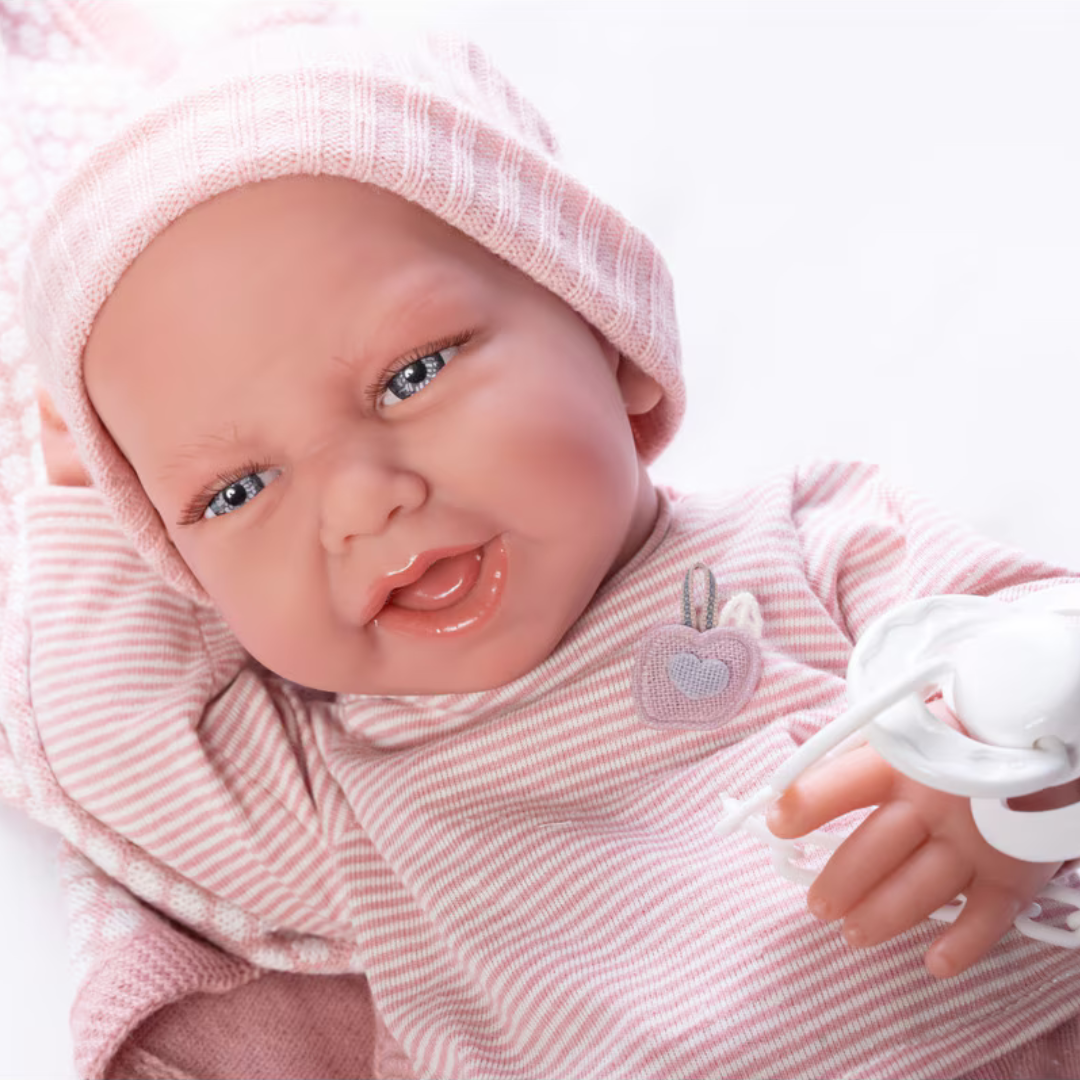 Newborn Carla with Mittens and Bottle