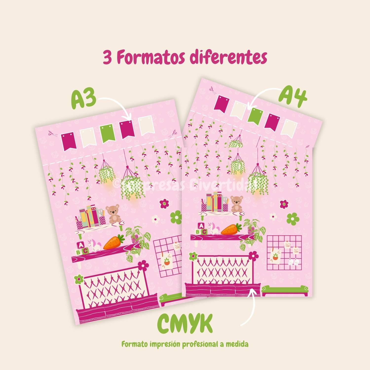 fondo decorativo munecas sorpresas divertidas cuarto habitacion formatos a4 a3