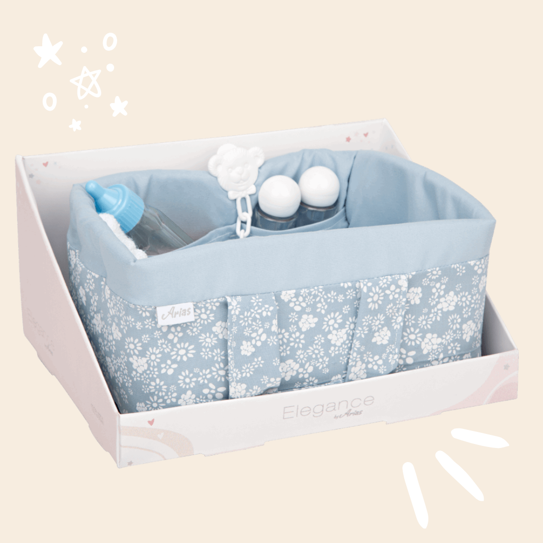 Pink/blue Elegance basket with accessories