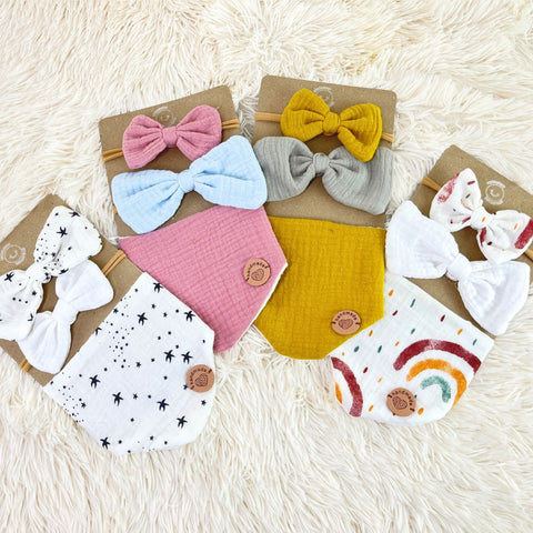 Conjunto lazos y bandana para Bebés Reborn