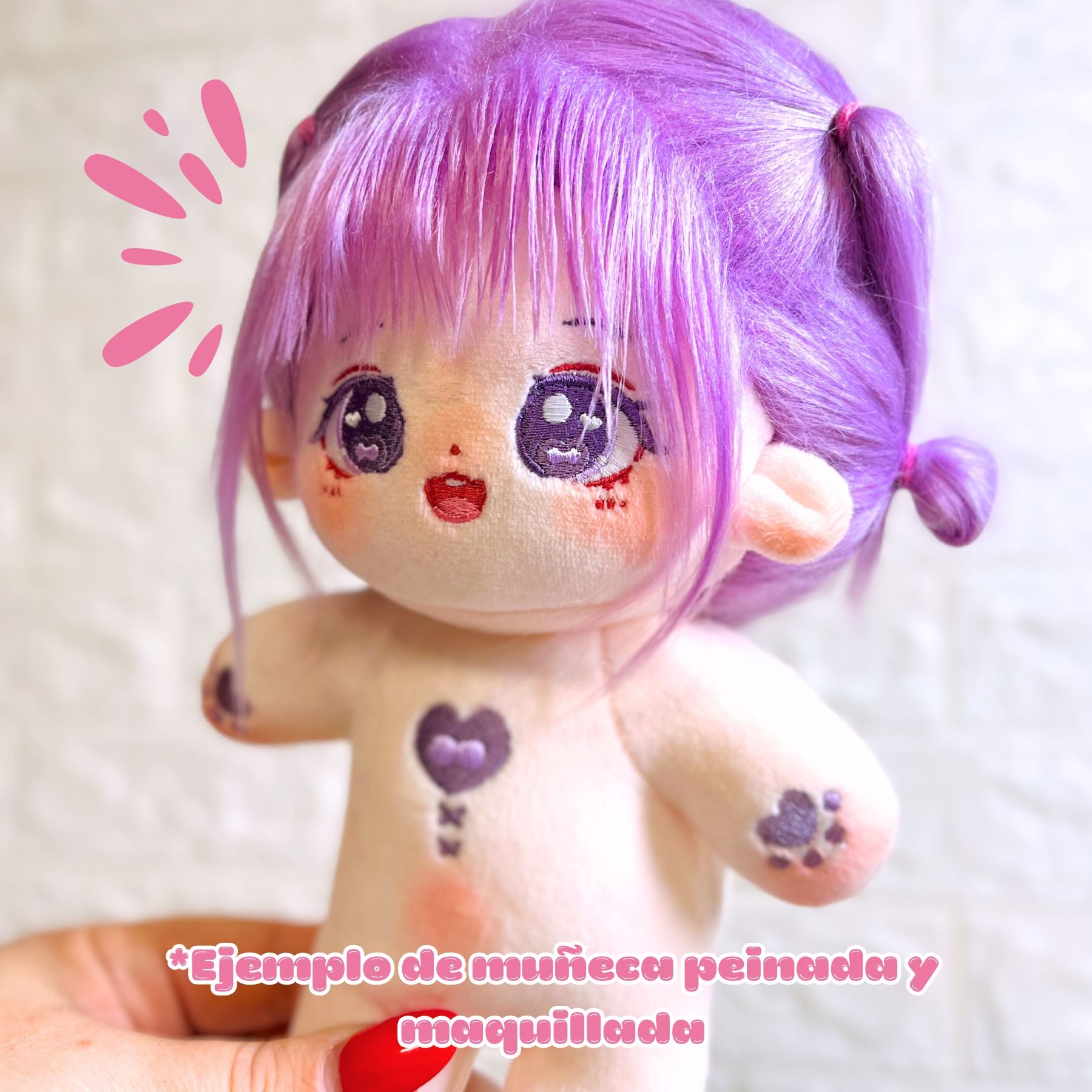 Cotton Doll pelo lila corazon