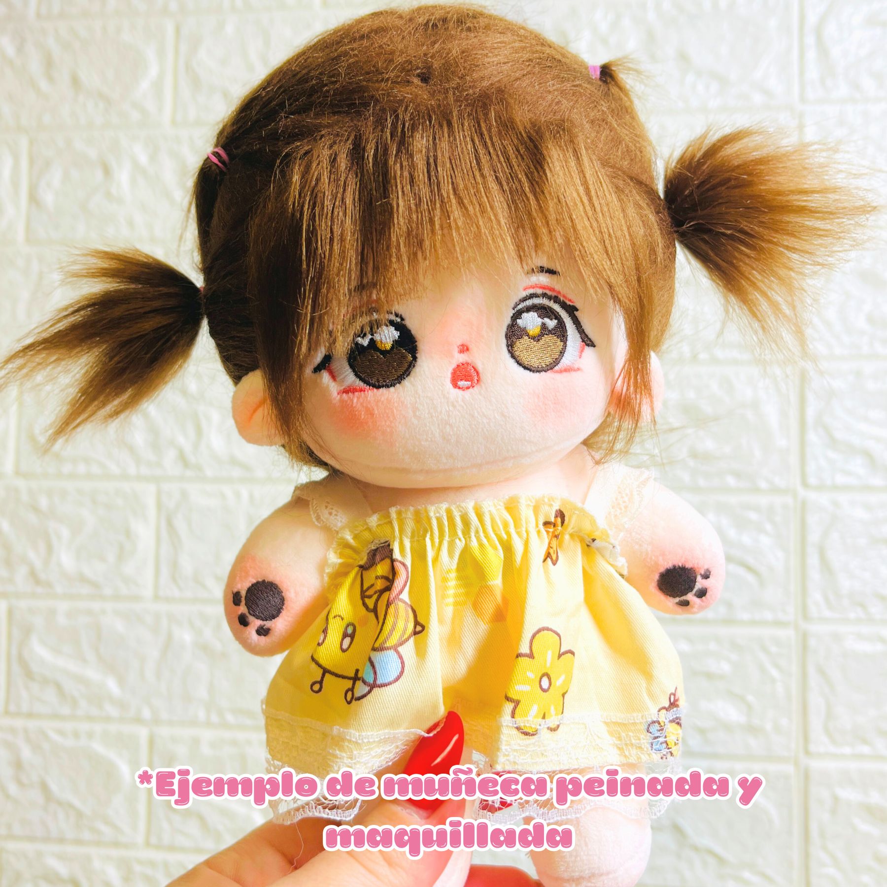 Cotton Doll PELO CASTAÑO 20cm + esqueleto interno