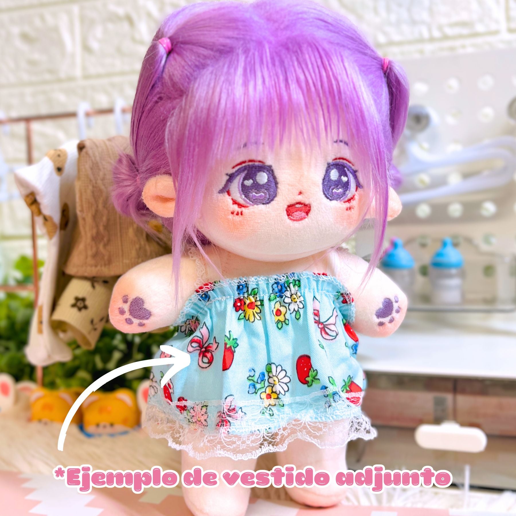 Cotton Doll pelo lila corazon